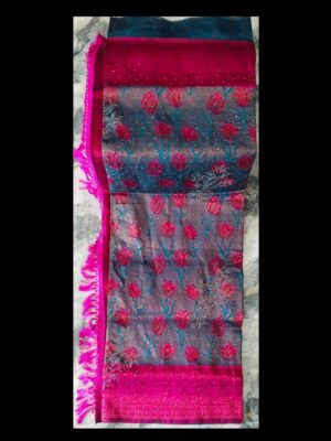 Banarasi Khicha Silk Saree with Zari Weaving and Floral Stone Work Timeless Elegance & Luxurious Charm