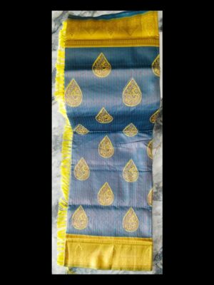 Banarasi Khicha Silk Saree with Zari Weaving and Leaf Stone Work Timeless Elegance & Luxurious Charm