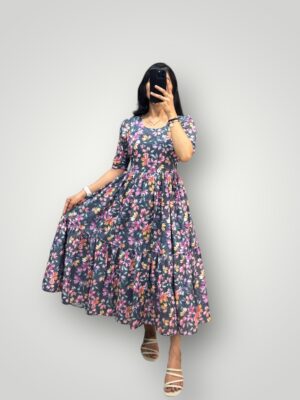 Soft Hakoba Cotton Maxi with Floral Weave Comfort Meets Everyday Elegance