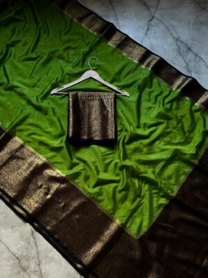 Latest Banarasi Warm Silk Saree with Premium Quality, Exclusive Allover Design, Big Zari Border, Designer Zari Pallu, and Matching Designer Blouse