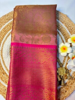 Banaras Premium Soft Kota Checks Saree with Digital Print and Banarasi Border