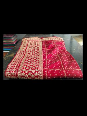 Banarasi Bandhani and Zari Embroidered Silk Saree with Gold Embroidered Blouse Regal Elegance & Timeless Craftsmanship
