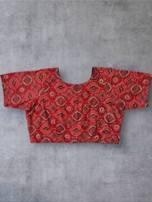 Floral Printed Cotton Blend Casual Blouse – Padded, Short Sleeve