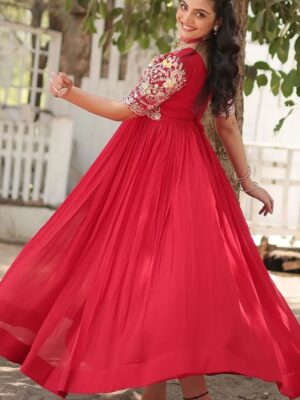 Floral Georgette Elbow Sleeve Kurti – Trendy Ethnic Wear