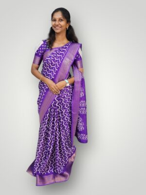 Elegant Silk Printed Saree with Jacquard Border