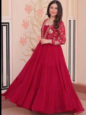 Floral Georgette Full Sleeve Kurti – Festive Collection