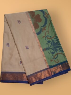 Trendy Mixed Cotton Zari Work Saree with Golden Border Festive Collection