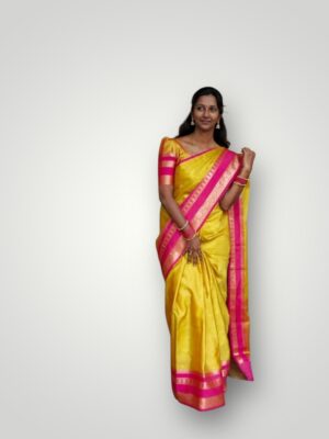Silk Blend Festive Printed Saree with Copper Border