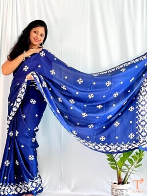Trendy Khadhi Cotton Saree with Floral Border