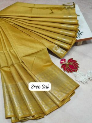 Elegant Mangalagiri Semi Silk Saree with Golden Borde