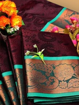 Elegant Silk Saree with Copper Border