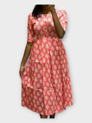 Trendy Floral Print Cotton Maxi Dress