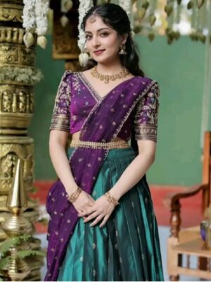 Soft Silk Zari Work Saree with Printed Blouse