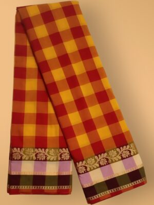 Festive Mixed Cotton Saree with Zari Work and Thread Woven Border