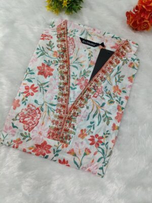 Floral Print Cotton Rayon Slub Kurti – Trendy Ethnic Wear for Women