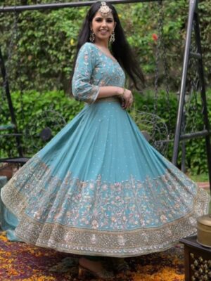 Floral Georgette Designer Kurti – Full Sleeve