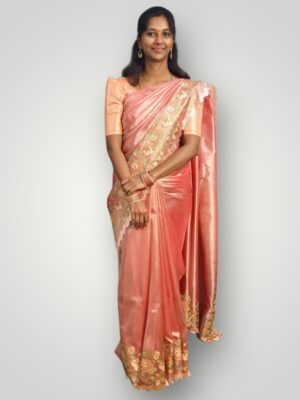 Elegant Tissue Floral Border Festive Saree