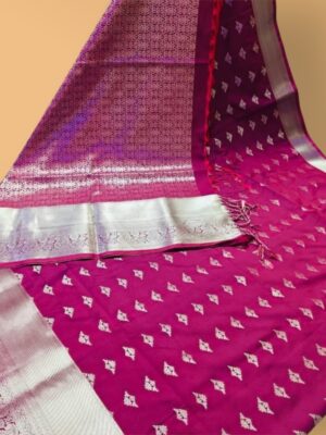 Elegant Silk Saree with Silver Border - Ethnic Wear for Women