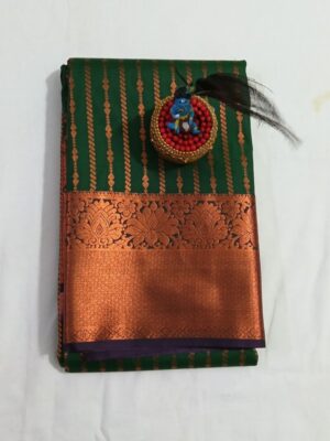 Elegant Silk Zari Saree with Copper Border