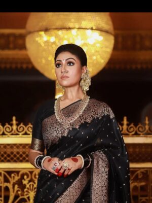 Banarasi Silk Festive Saree with Golden Border