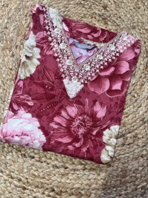 Elegant Floral Cotton Kurti