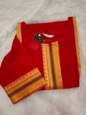 Chettinad Cotton Floral Kurti – Three Quarter Sleeve