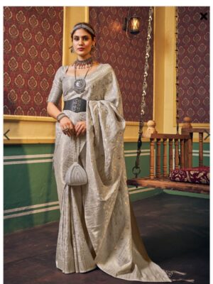 Banarasi Silk Printed Festive Saree with Floral Border