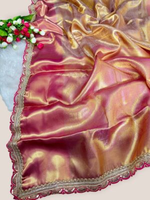 Elegant Soft Tissue Festive Saree with Rich Pallu & Lace Border