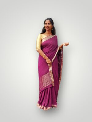 Elegant Silk Festive Saree with Golden Blouse