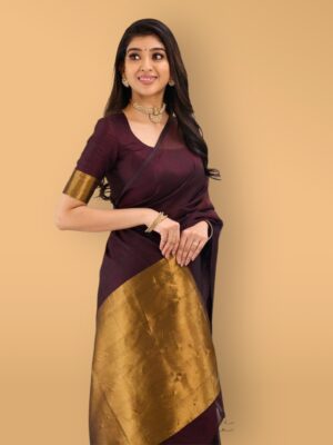 Khadi Cotton Festive Saree with Golden Border
