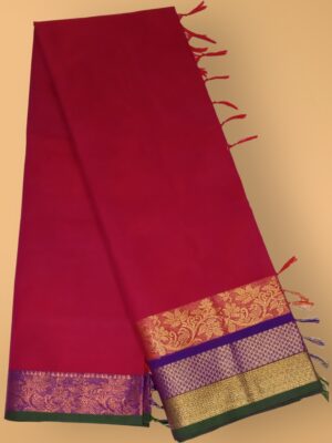Chettinad Cotton Saree with Zari Woven Floral Border Festive Collection