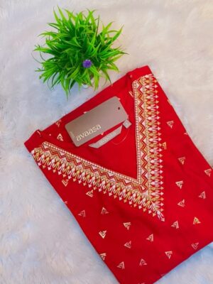 Floral Cotton Elbow Sleeve Kurti