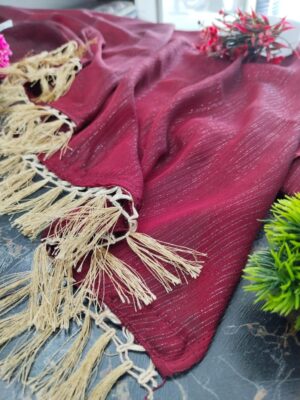 Fancy Silk Blend Saree with Intricate Maggam Work & Zari Border