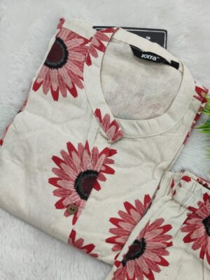 Elegant Floral Cotton Kurti Set