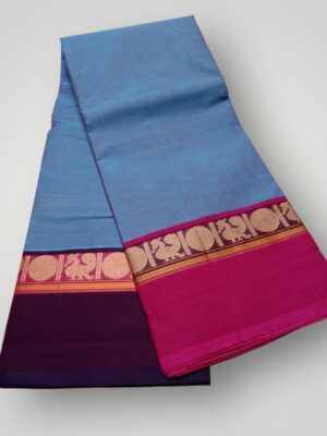 Elegant Cotton Tussar Saree with Peacock Border