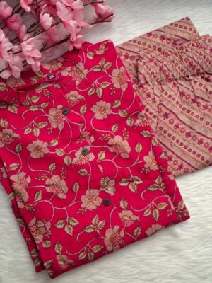 Trendy Floral Cotton Kurti Set
