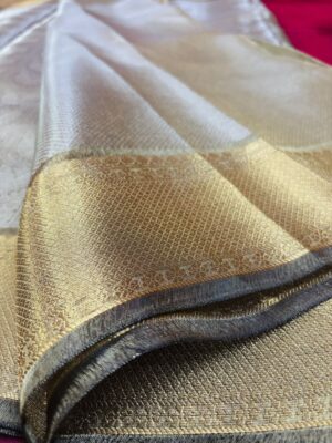 Katan Silk Printed Festive Saree with Gold Zari Border