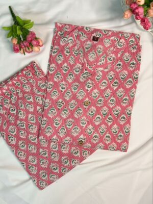 Trendy Ethnic Cotton Kurti Set with Pant – Floral Print