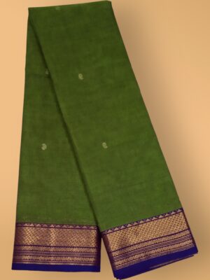 Chettinad Cotton Saree with Golden Zari Woven Border – Festive Entnic Wear