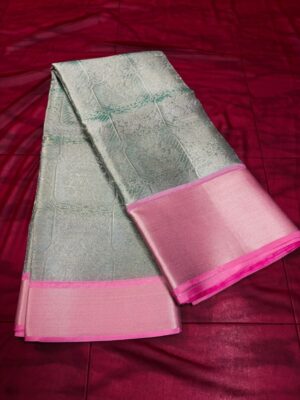 Katan Silk Festive Printed Saree with Silver Zari Border