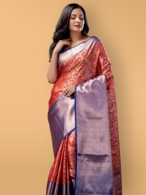 Organza Zari Work Festive Saree with Printed Blouse