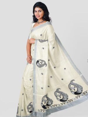 Peacock Border Cotton Saree – Festive Collection