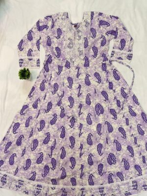 Floral Rayon Kurti with Dupatta – V-Neck, Three Quarter Sleeves