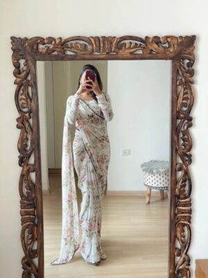 Elegant Georgette Jacquard Saree – Festive Collection