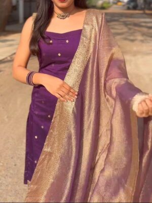 Exquisite Floral Raw Silk Kurti Set
