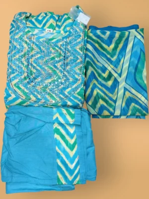 Trendy Cotton Kurti Set with Geometric Design