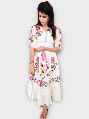 Elegant Floral Cotton Kurti - Perfect for Festive Occasions