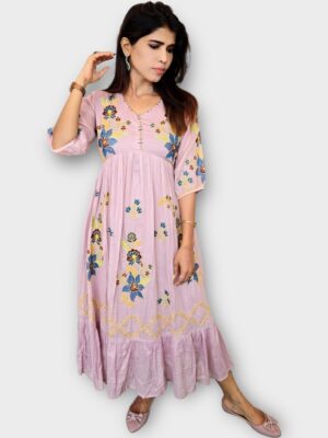 Elegant Floral Cotton Kurti