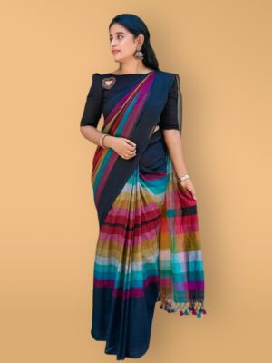 Elegant Linen Festive Saree – Digital Print