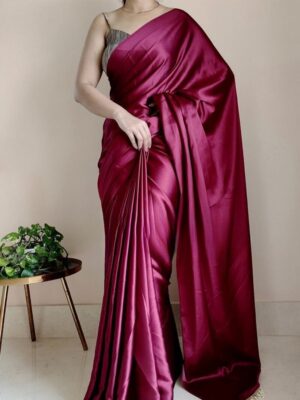 Elegant Satin Silk Saree with Tassels & Latkans